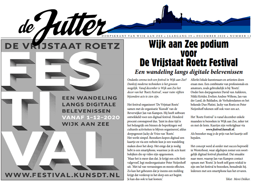 artikel over Roetzfestival uit De Jutter.
